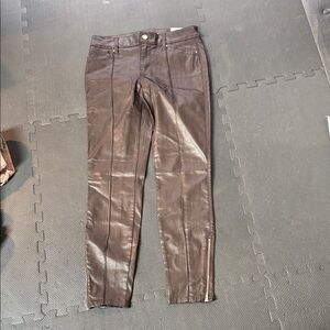 White House Black Market Women's Brown Skinny Faux Leather Jeans